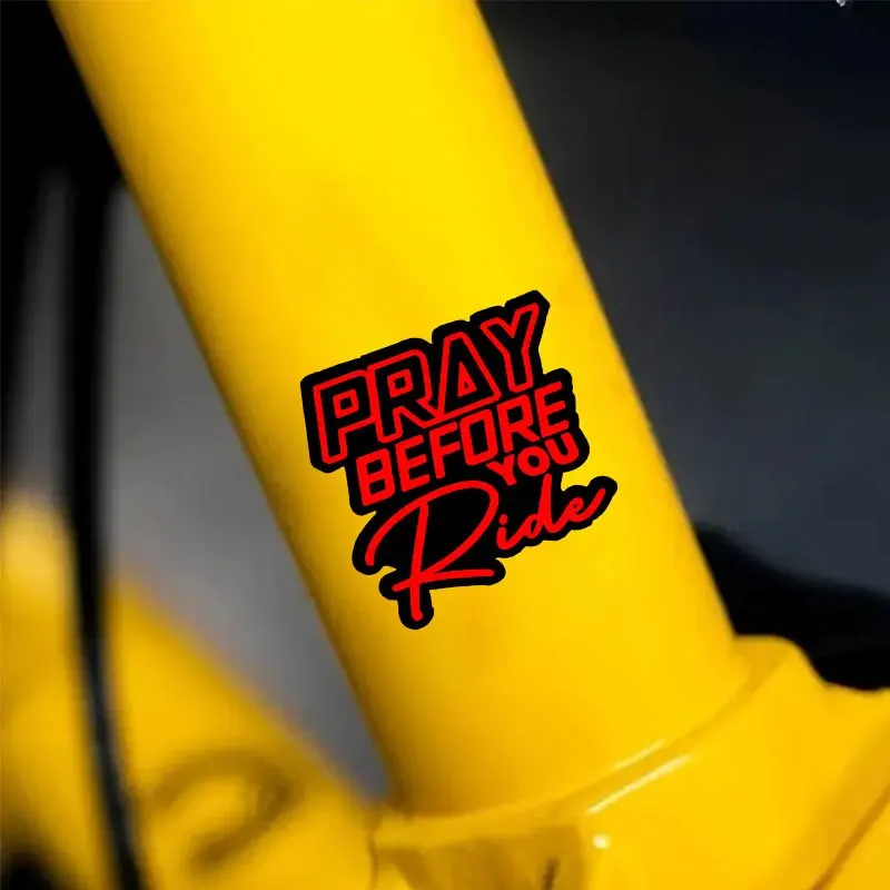 2Pcs/Set Pray Before Riding Waterproof Vinyl Sticker for Motorcycle Helmet Fuel Tank MTB Bike Body Universal Decal