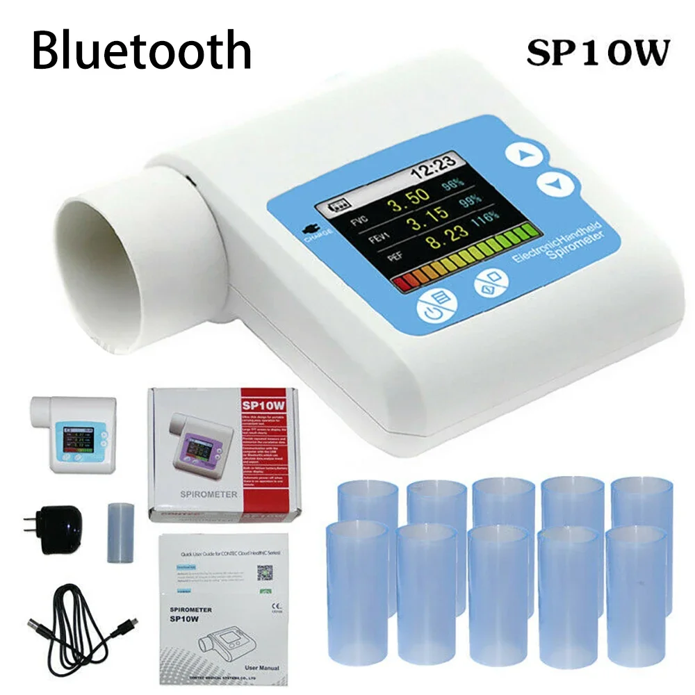 

Bluetooth SP10W Digital Spirometer Lung Function Breathing Respiratory Diagnosis Monitor with 10PCS Mouthpiece PC Software