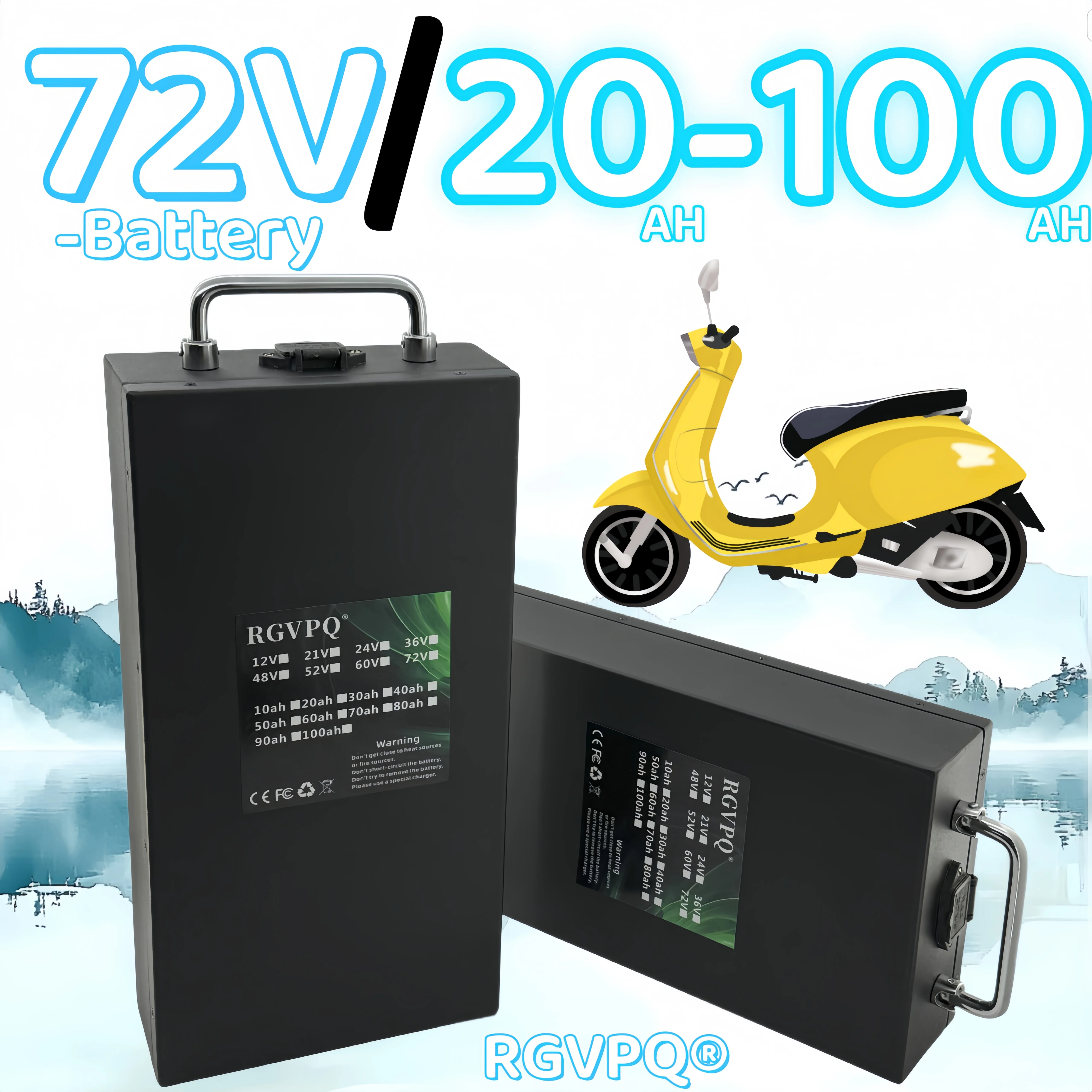 

Air freight, Harley battery 72V 20AH-100AH, 18650 lithium-ion battery, 3000W electric scooter motorcycle, with 40AHBMS+charger