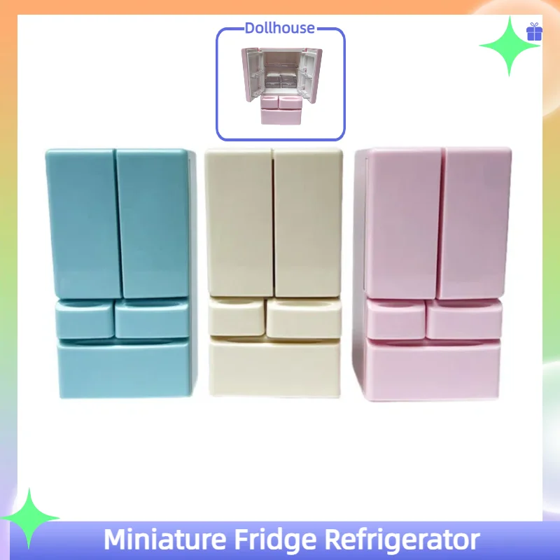 

Миниатюрный холодильник, двухдверный холодильник, модель моделирования, мини-мебель для рукоделия, аксессуары для кукольного дома