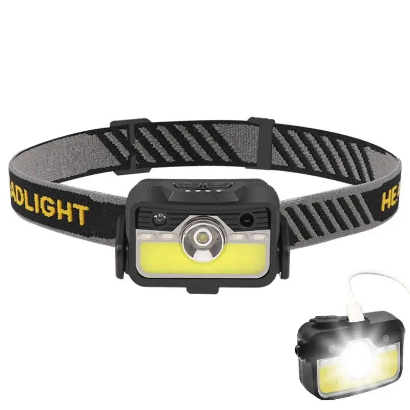 Lampe frontale LED aste avec détecteur de mouvement lumineux multifonctionnel, lumière de sauna, lampe de course de camping, 6 modes