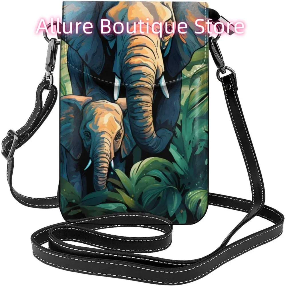 

Classic Elephant Crossbody Bag for Women PU Leather Small Travel Cell Phone Pouch Lightweight Mini Phone Purse Wallet Cross Body
