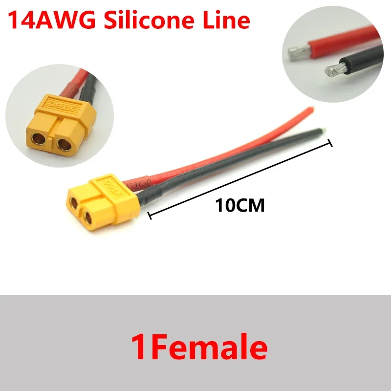 XT60 Parallel Battery Connector Male/Female Cable Dual Extension Y Splitter/ 3-Way 14AWG 10CM Silicone Wire for RC Battery Motor