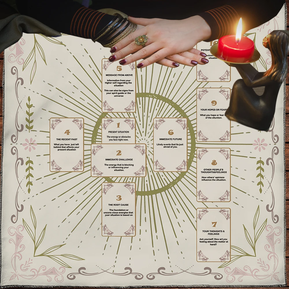 50/75/110/137cm Witch Moon Divination Table Cover Celtic Cross Altar Cloth Tarot Card Table For Mat Witchy Gifts Decor Card Pad