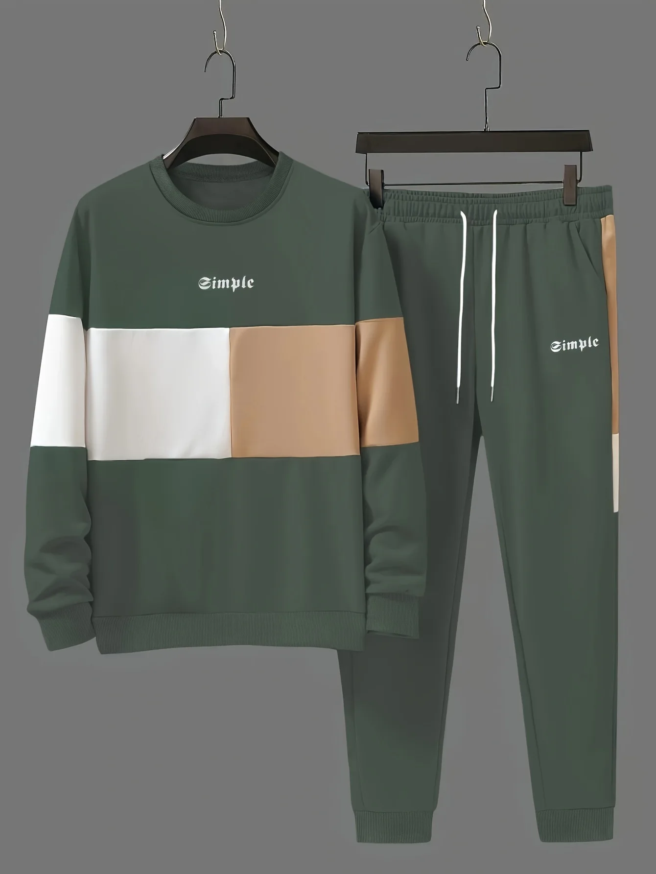 2026 Frühling Herbst Herren Rundhals 3D-Buchstaben-Print Zweiteiliger Hoodie-Trainingsanzug Weich Bequem Locker Streetwear Alltag Lässig Co-Ord M – Detail 7