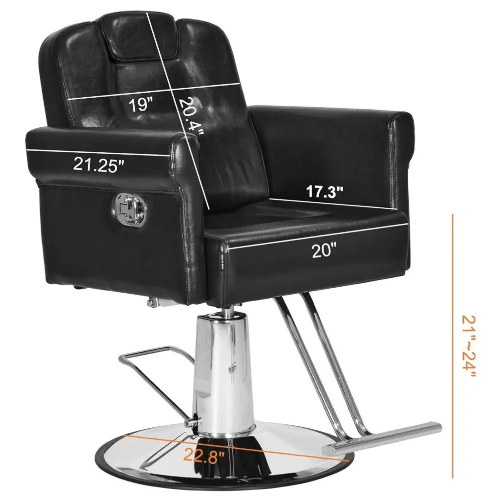 Barber Chair Recliner Salon Chair Hair Spa Chair with Hydraulic Pump, Removable Headrest, Adjustable Height 360 Degrees, Custom - view 3