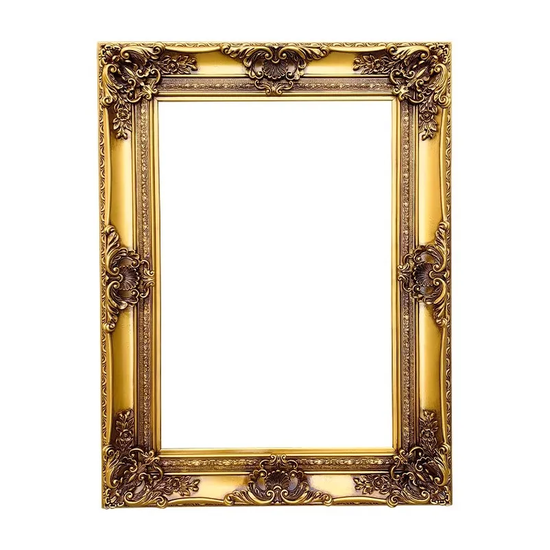 Vintage Solid Wood Frame Photo Frame Can Be Customized In Large Sizes,Gold Corner Flower Frame,European Style Decorative Frame