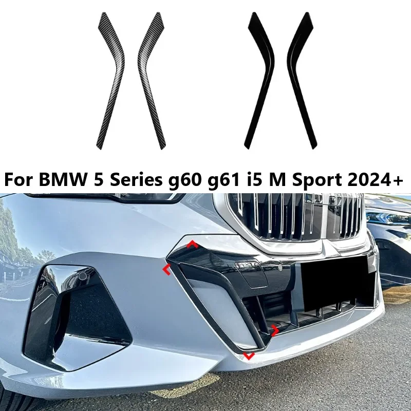 

Car Front Bumper Air Vent Trim Spoiler For BMW 5 Series G60 G61 i5 M Sport 2024+ Canards Blade Side Splitter Stickers Cover