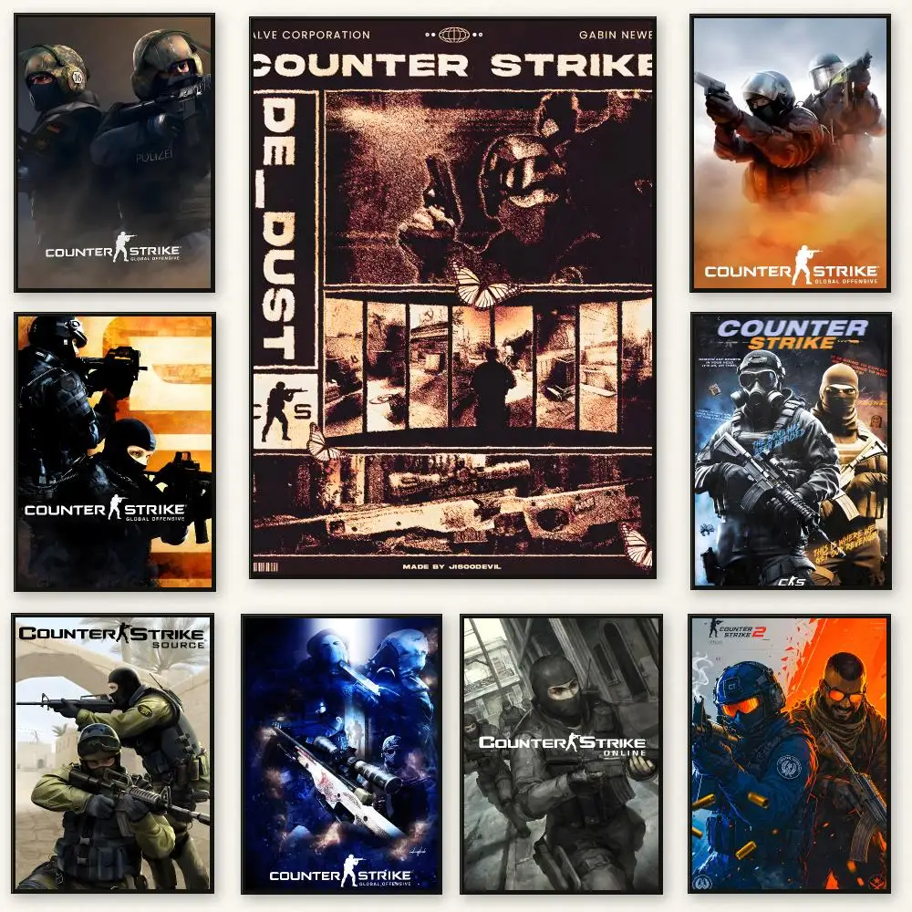 Counter Strike Poster Frameless Peel-and-Stick Removable Wall Art Print