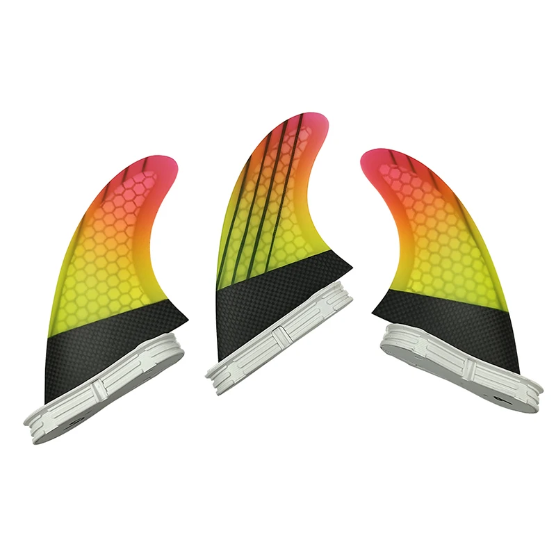 Surfboard Fin UPSURF FCS 2 G7 Size Orange Yellow Gradient Double Tabs 2 Honeycomb Fiberglass Tri Fin Set Surfing Accessories