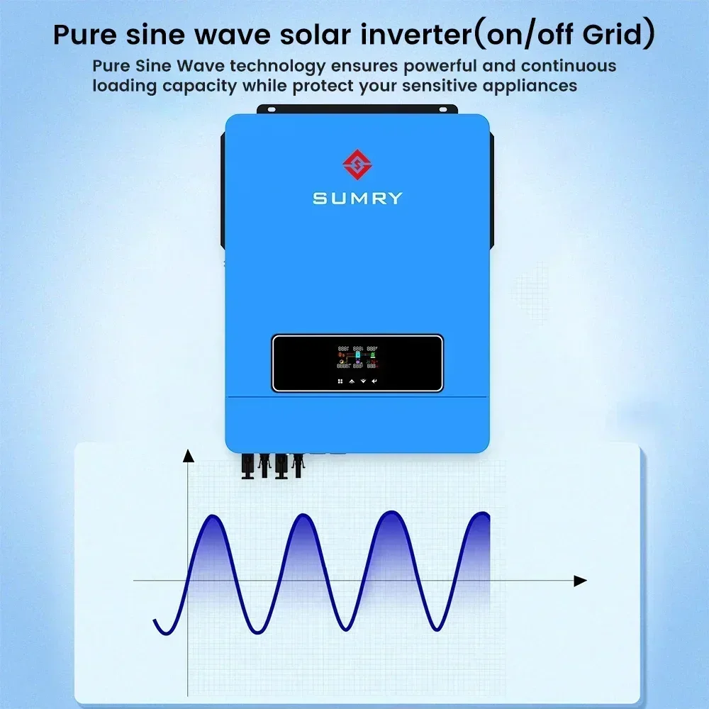 SUMRY On Off Grid Hybrid Solar Inverter Dual MPPT 10.2KW 48V PV Max 500VDC 160A MPPT Solar Charge Controller