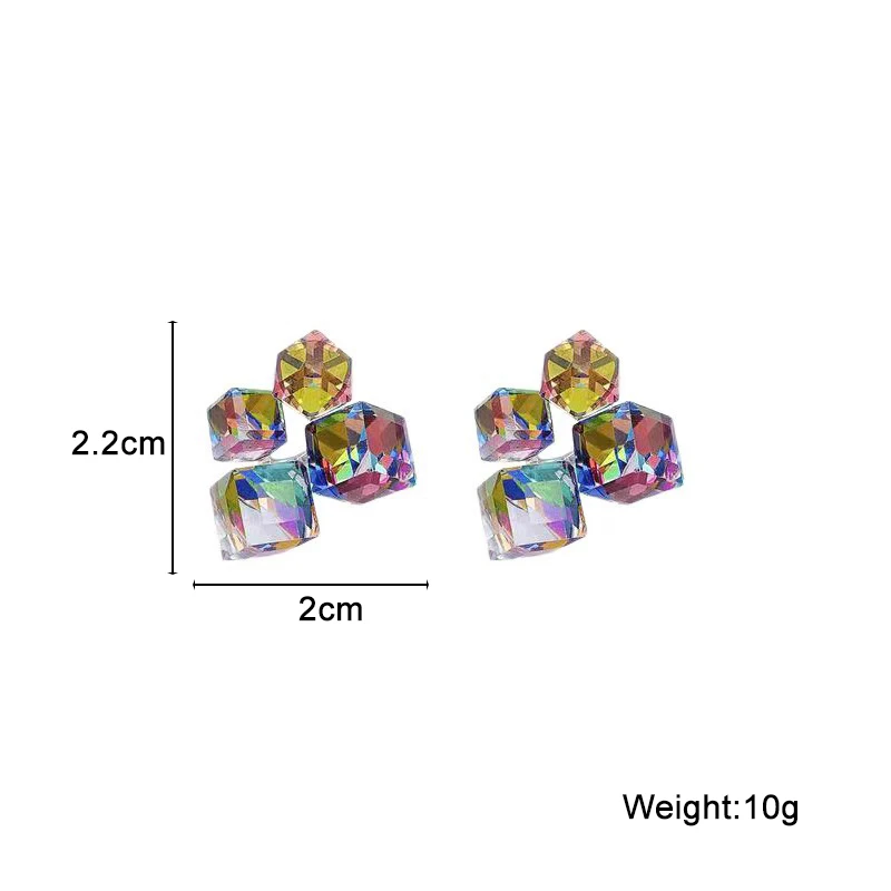 2024 New Dazzling Square Women's Stud Earrings Shiny Crystal Black Rhinestone Small Earrings for Female Party Ear Jewelry