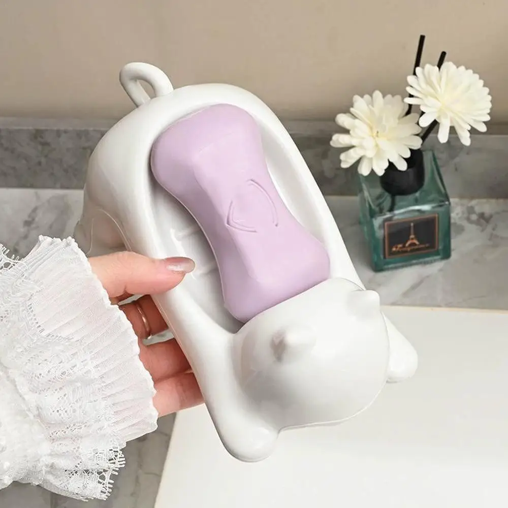 

Cartoon Cat Soap Box Cartoon Soap Dish Drainable Storage Holder Soap Container Storage Dish Household Bathroom Accessories
