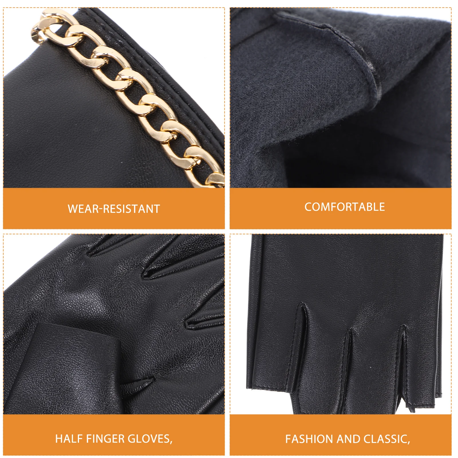 

1 Pair Half Finger Gloves Goth Punk Style Fingerless Gloves for Women Cosplay Halloween Fancy Dress Breathable Cool