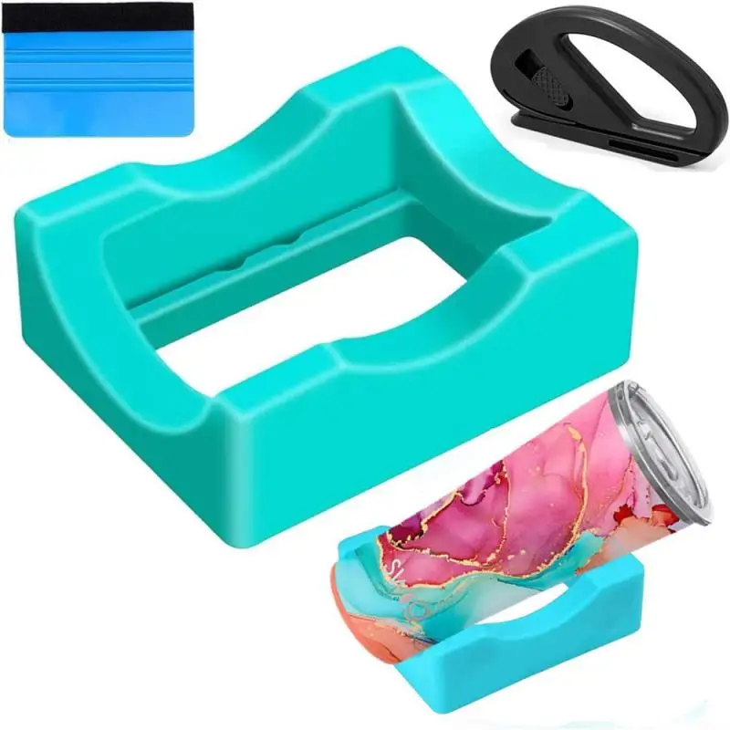 Tumbler Cradle Holder Built-in Slot Saving Space Lake Blue Silicone Household Accessories Non Slip Holders Odorless Cup Coaster