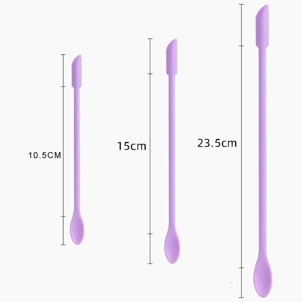 3 pçs portátil mini raspador de silicone macio dupla cabeça máscara facial escova alongada colher de escavação cosmética pincéis de maquiagem conjunto