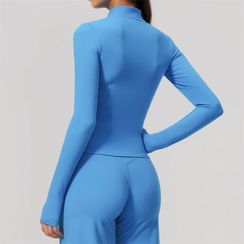 TRY TO BN Gold Zipper Coat Women Yoga Tops Long Sleeve Sports Jacket With Pockets Fitness Breathable Workout Running Gym Clothes