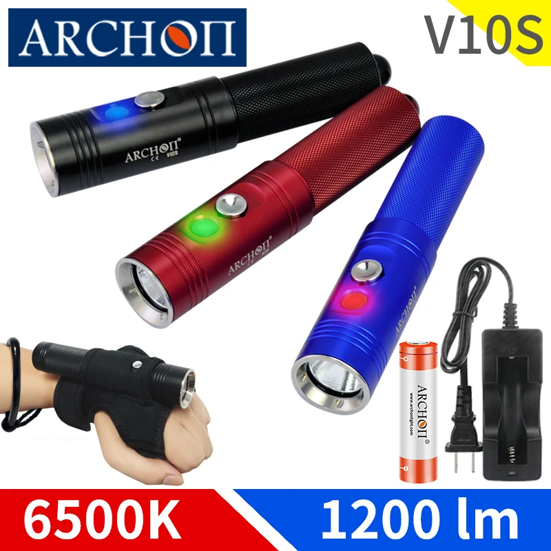 

V10S 1200lm diving flashlight Diving instructor lights Dive student torch Underwater 100m free night diving lighting lamp 6500K