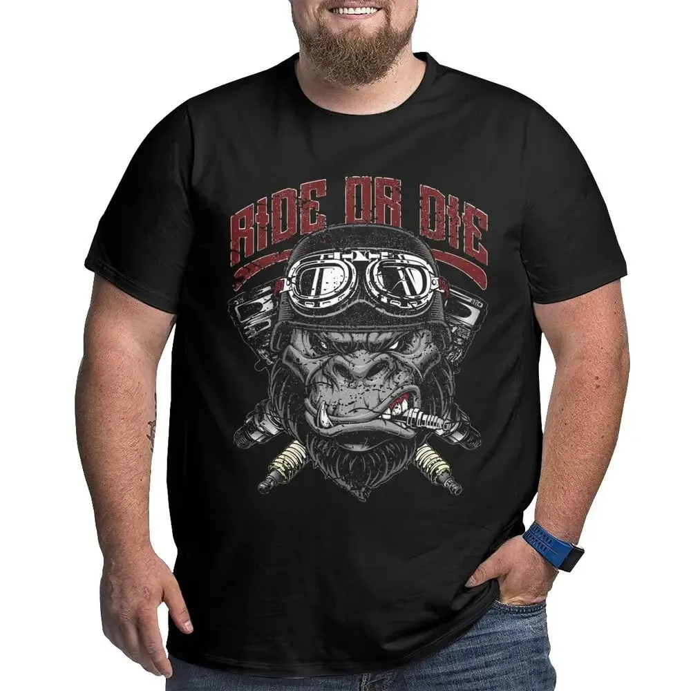 

Ride Or Die Gorilla Biker T-Shirt Men Motorcycle Bike Racing T Shirt Novelty Cotton Big Tall Tees Big Size 4XL 5XL 6XL Tops