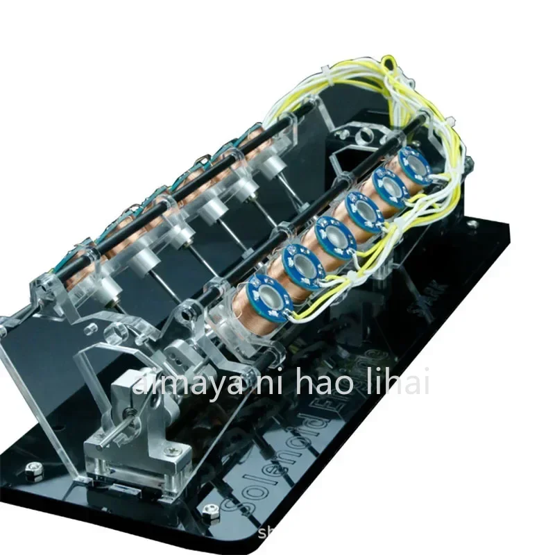 V-Type Electromagnet Engine Model 4/8/12 Coil High Speed Motor Car Engine Starter Kit DIY Science Toy Educational