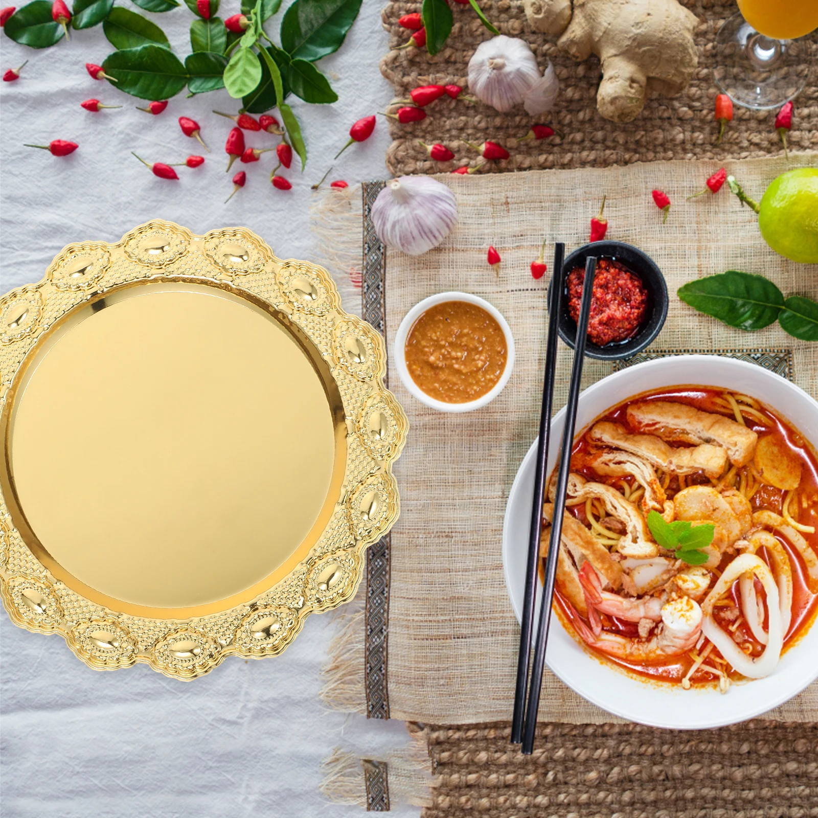 

Fruit Tray Multi-Functional Metal Serving Platter For Wedding Party Appetizer Display Coffee Table Cake Bread Pastry