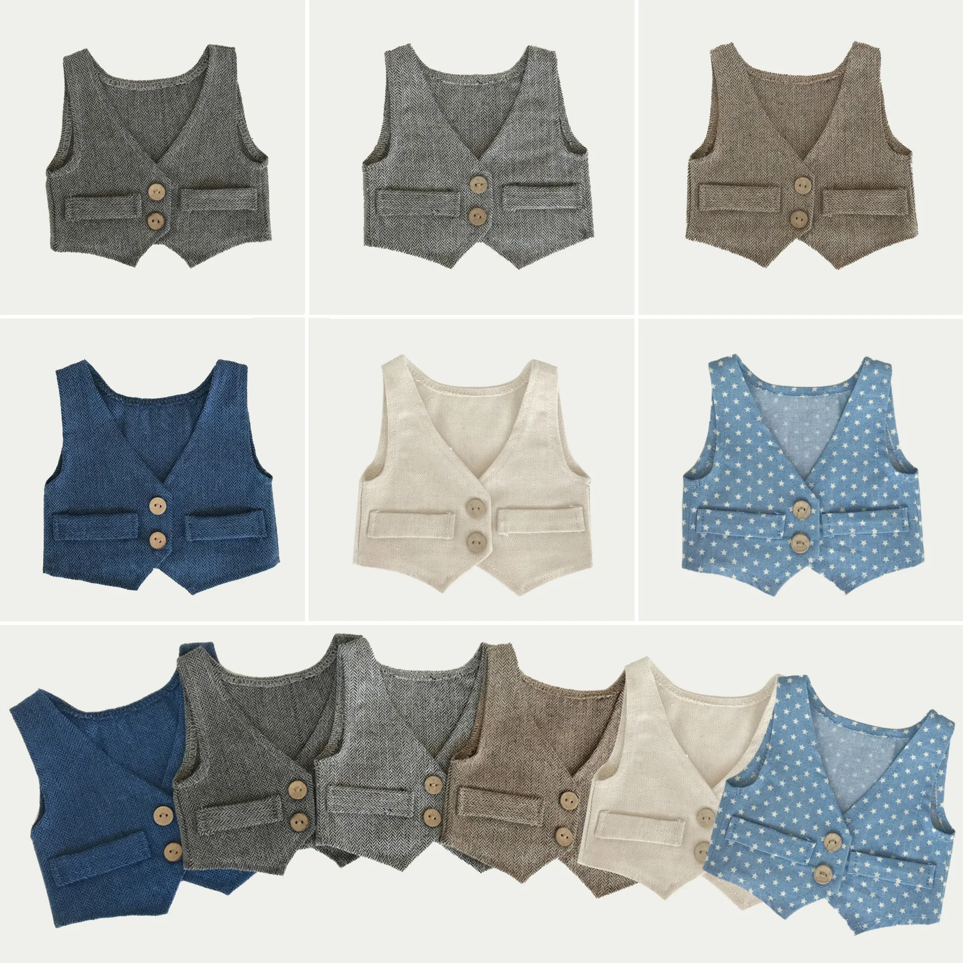 Newborn Photography Clothing Newborn Photo Poses and English Style Baby Vest for One Month Olds All Seasons Stripes Coffee