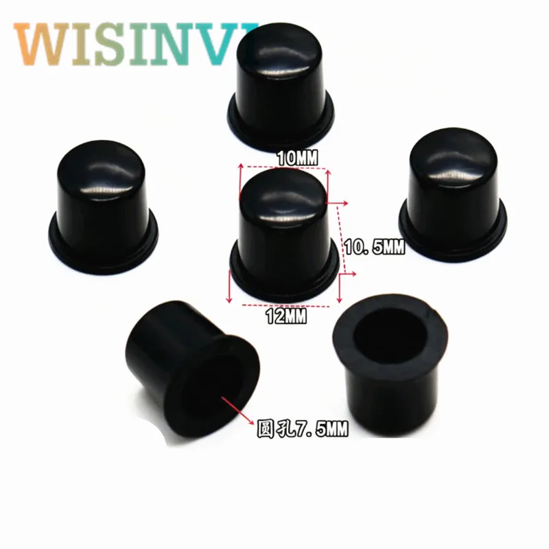 20pcs 10×10.5mm Plastic Tact Switch Cap Round Hole 7.5mm Black Push Button Cap Power Amplifier Instrument Panel Key Cap