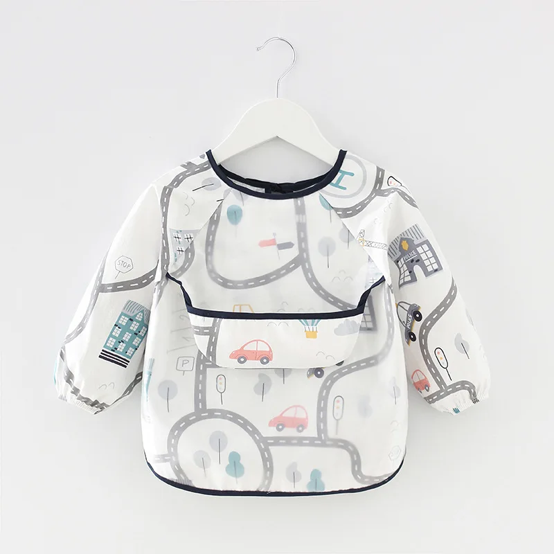 Baby Bibs Cloth Waterproof Dining Clothes Long Sleeve Apron Children Feeding Smock Burp Reverse Dressing Painting Protect