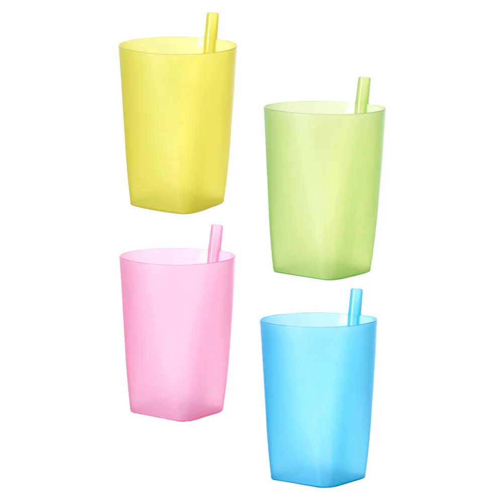 

4Pcs Kids Straw Cups Candy Color Durable PP Material Sippy Cup Feeding Drinking Water Cups for Children Sippy Cup