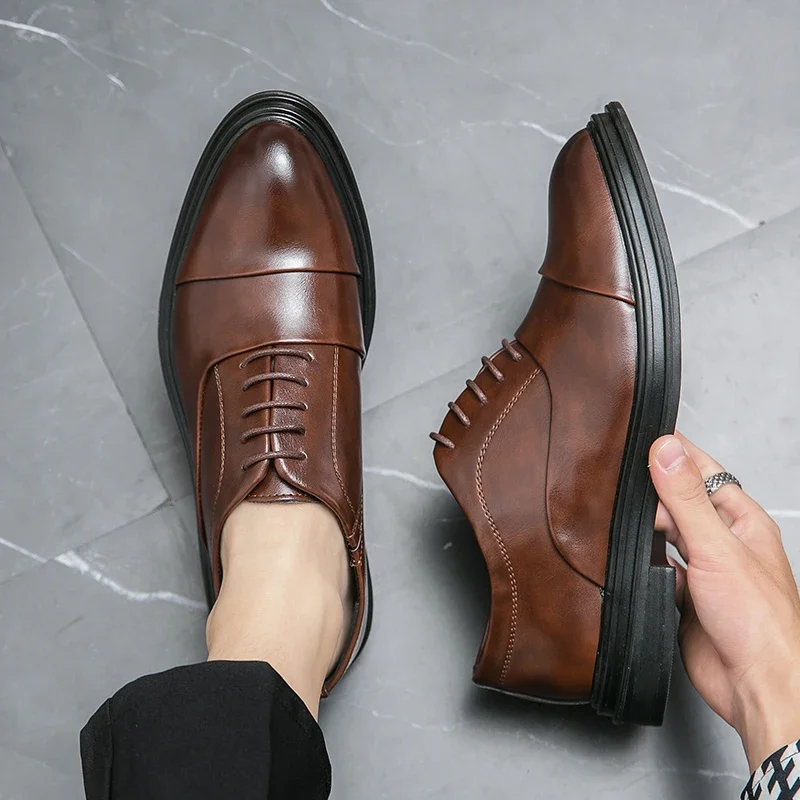 

Men Genuine Leather Shoes Fashion Men Comfortable Daily Business Casual Formal Lace-up Men Dress Footwear Shoes Chaussure Homme