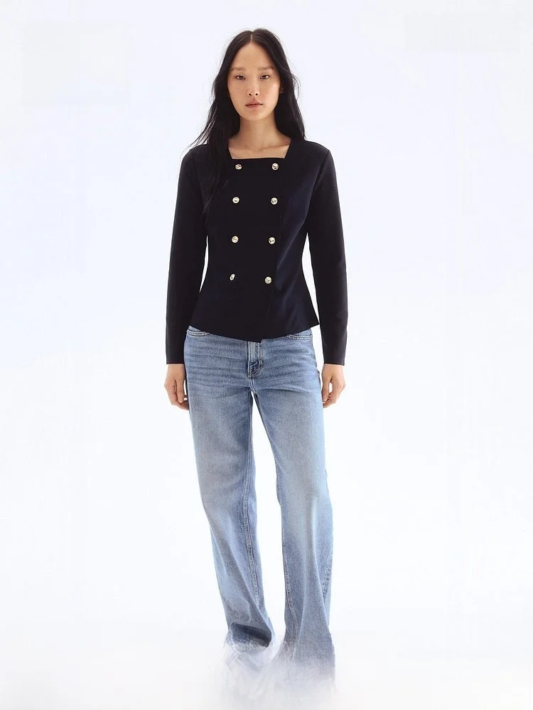 

Женский вязаный кардиган H&M на весну с двойной застежкой на пуговицах, приталенный крой, из смесового полиэстера, подходит для молодежи и женщин среднего возраста