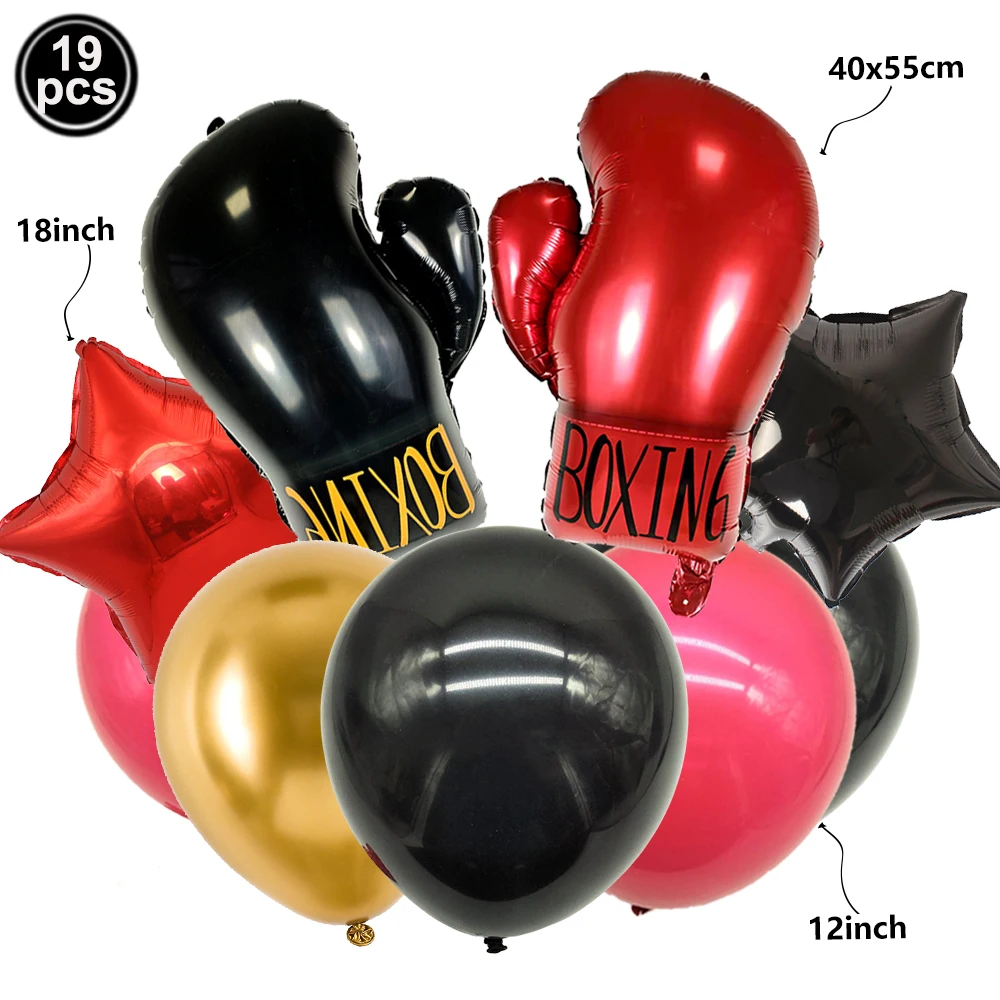 Rot-Schwarze Boxballons für Jungen oder Männer Box-Themen Geburtstagsparty Dekorationen Boxen Wrestling Sport Party Deko Zubehör – Detail 6