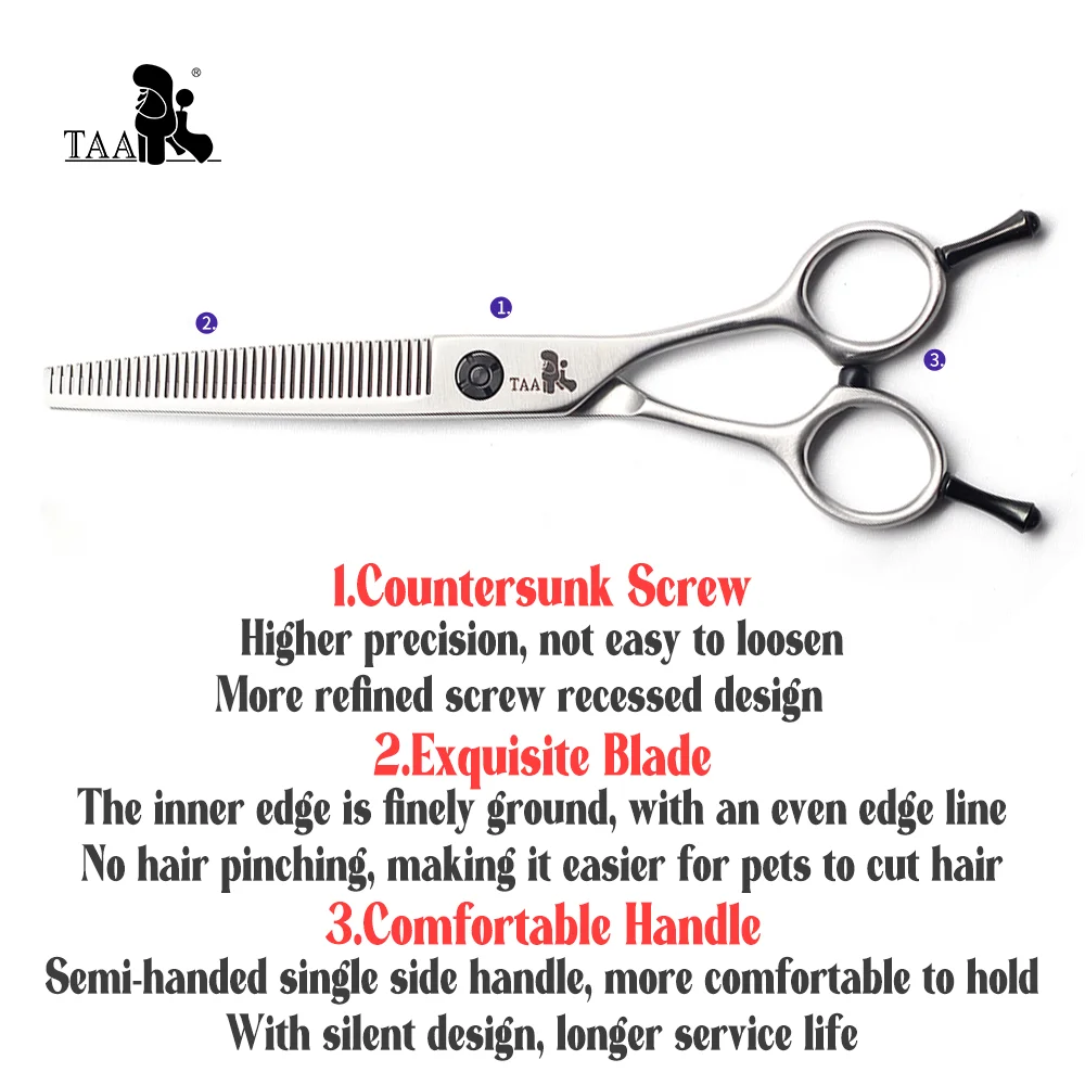 TAA Scissors Dog Grooming Shears Professional Pet Scissors Serrated Scissors Ultra-Light Hair Cut for Dog Groomer Tool XX-6040