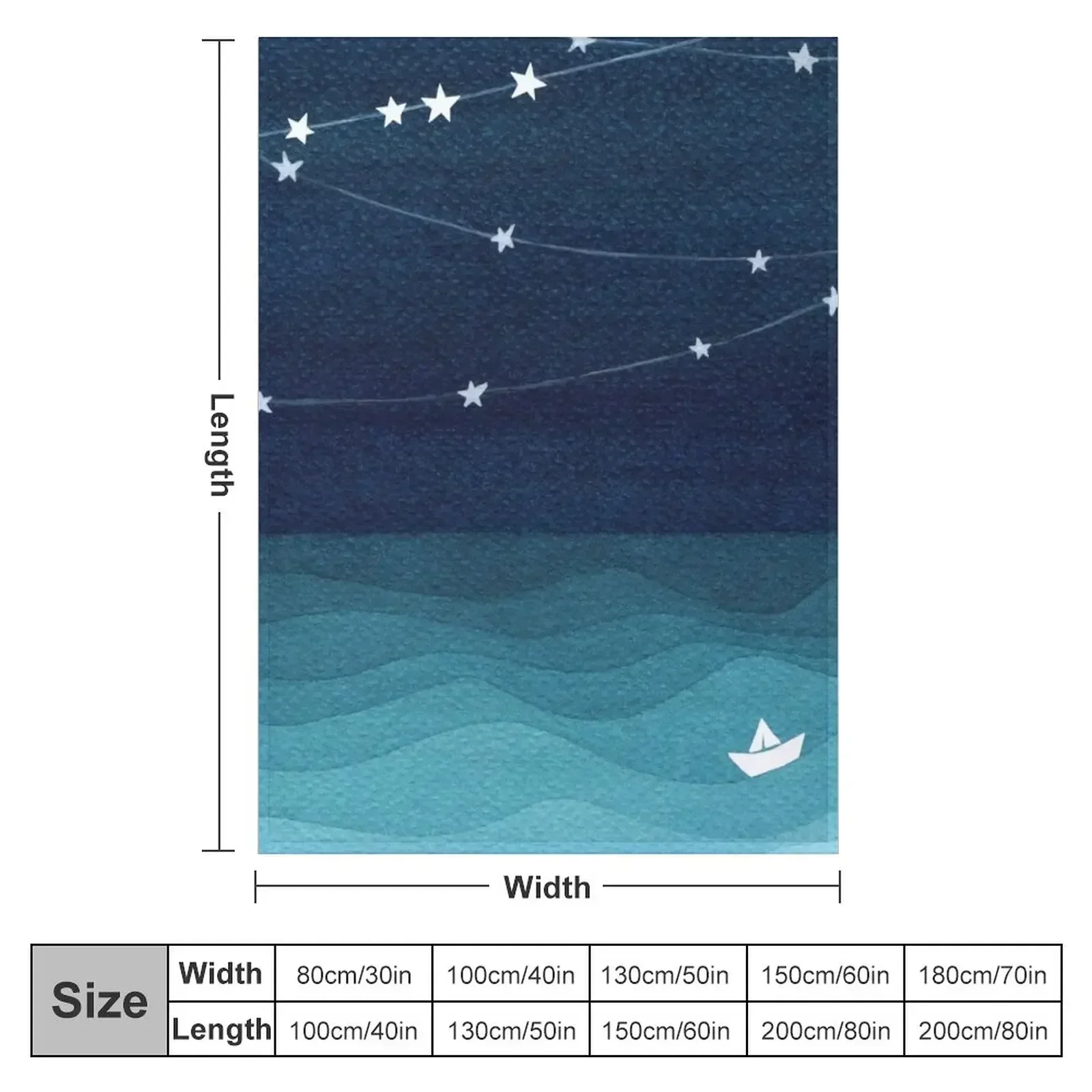Garland of stars, teal ocean Throw Blanket couch cozy soft plush fuzzy picnic outdoor blanket