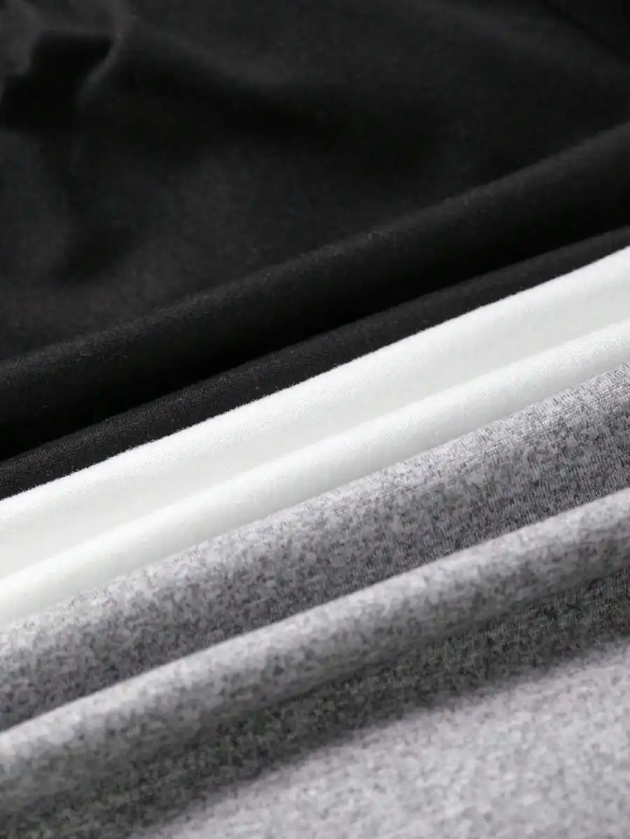3pcs Women Solid Color Elastic Waist Casual Lounge Pants
