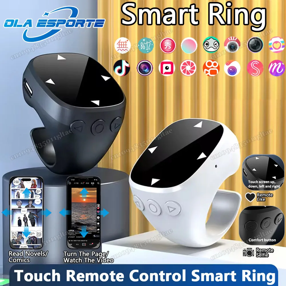 

New Smart Fingertip Ring Remote Control Wireless Bluetooth Mobile Selfie Mice Selfie Video Automatic Page Turner Browsing 2026