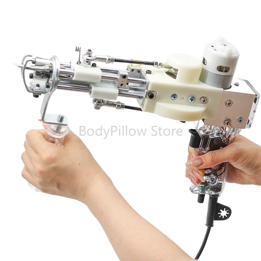 مسدس خصلة بإبرة كهربائية 2 في 1، مسدس معنقدة، معدات صامتة مزدوجة المواد، مقص فولاذي أبيض، مسدس نسيج السجاد