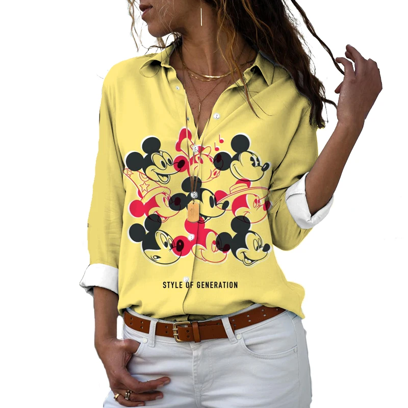 New Spring Autumn Disney Brand Mickey and Minnie Anime 3D Printing Harajuku Style Cute Casual Tops Beach Kawaii Clothes 2022