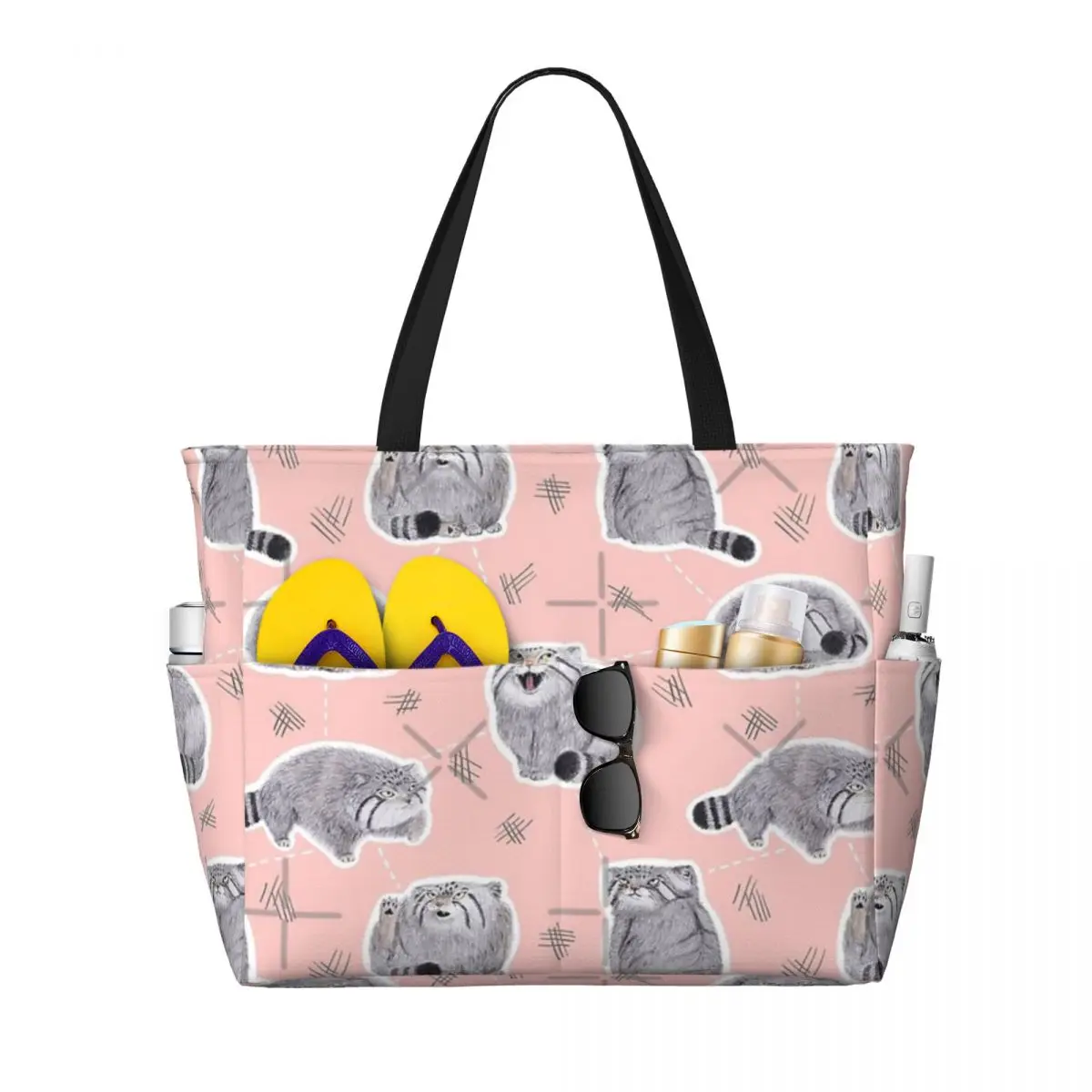 Pudgy Pallas' Cats Beach Travel Bag, Tote Bag Holiday Practical Travel Birthday Gift Multi-Style Pattern