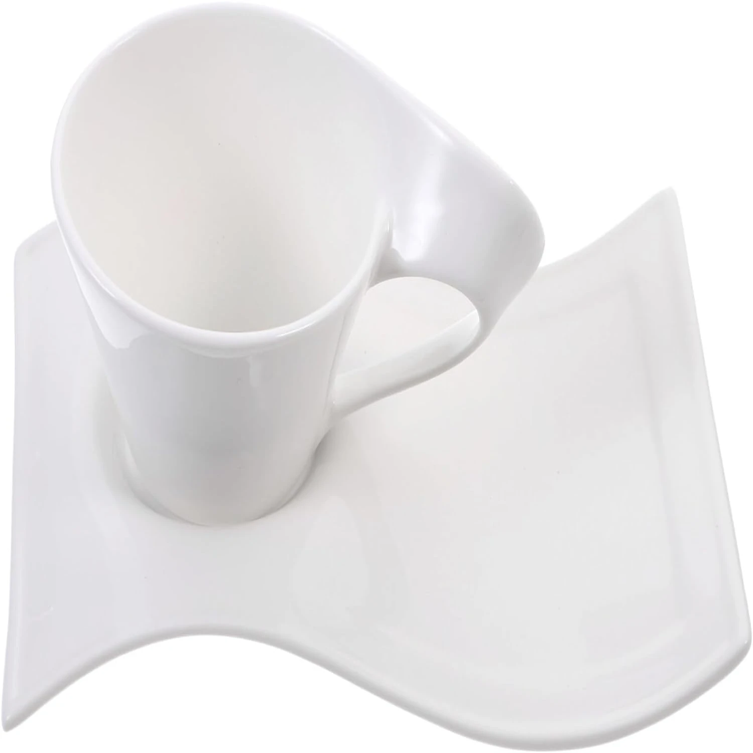 

Elegant and beautiful premium espresso cups set with wave-shaped saucer - perfect gift for espresso lovers - stunning new design