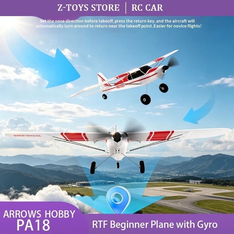 Arrows 500mm PA-18 Super Cub RC Airplane RTF Ready to Fly with Gyro One Key Return EPP Foam Fixed Wing Trainer for BeginnerFlyer