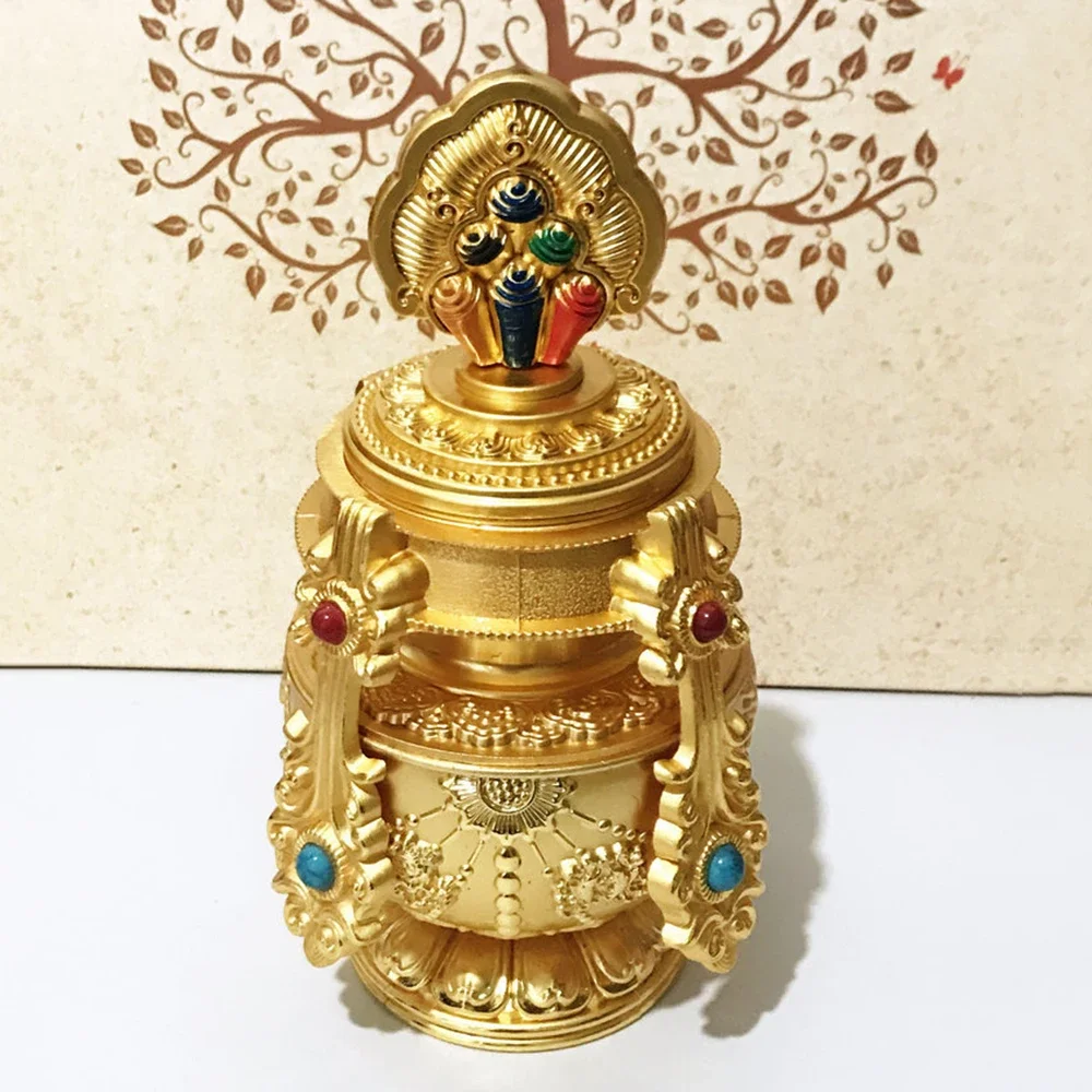 

Большая цветная окрашенная бутылка Mani Auspicious Eight Treasures, тантрические артефакты, позолоченная ваза Mani, домашний буддийский орнамент