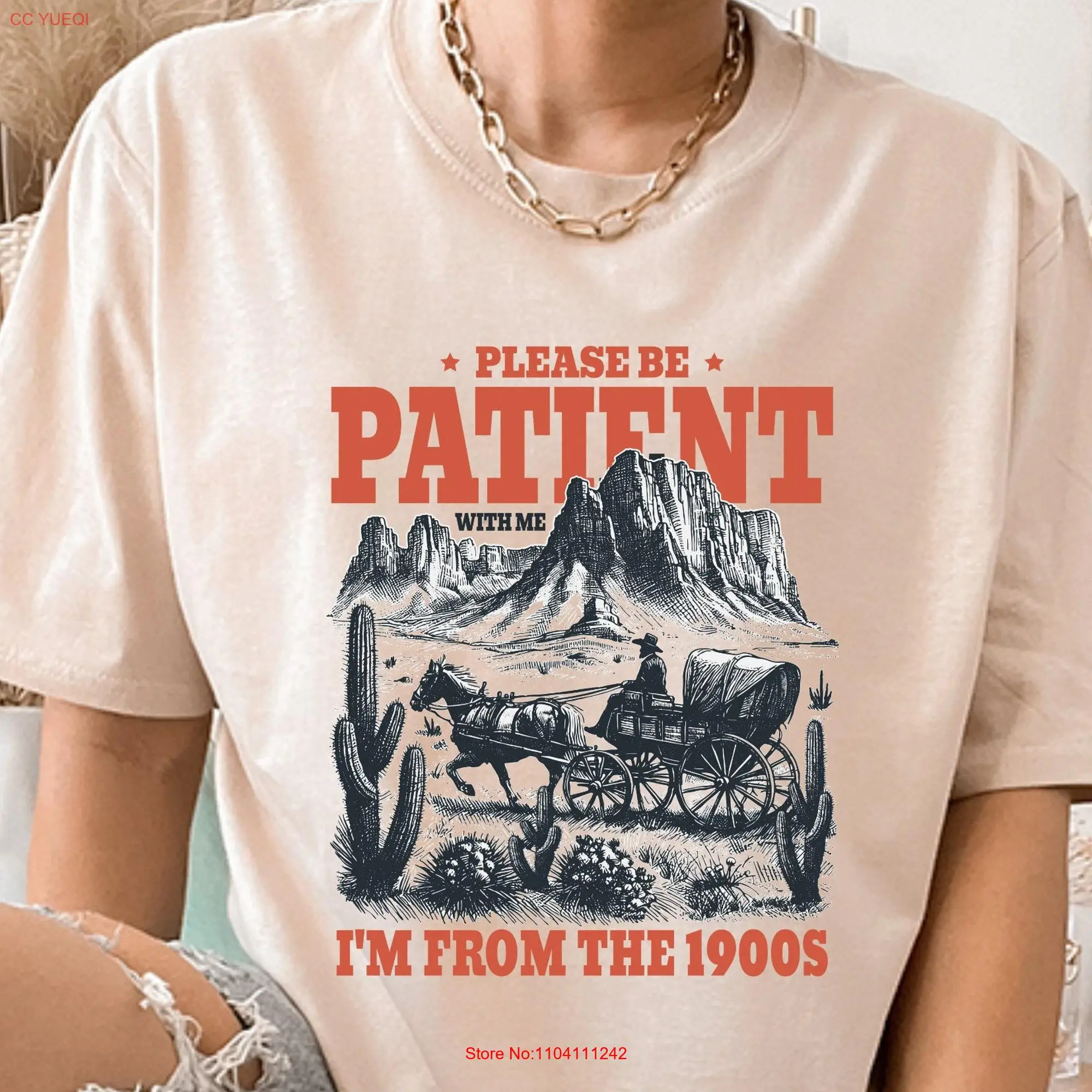 Please Be Patient With Me I'm From The 1900s T Shirt Funny Retro Meme Mom long or short sleeves