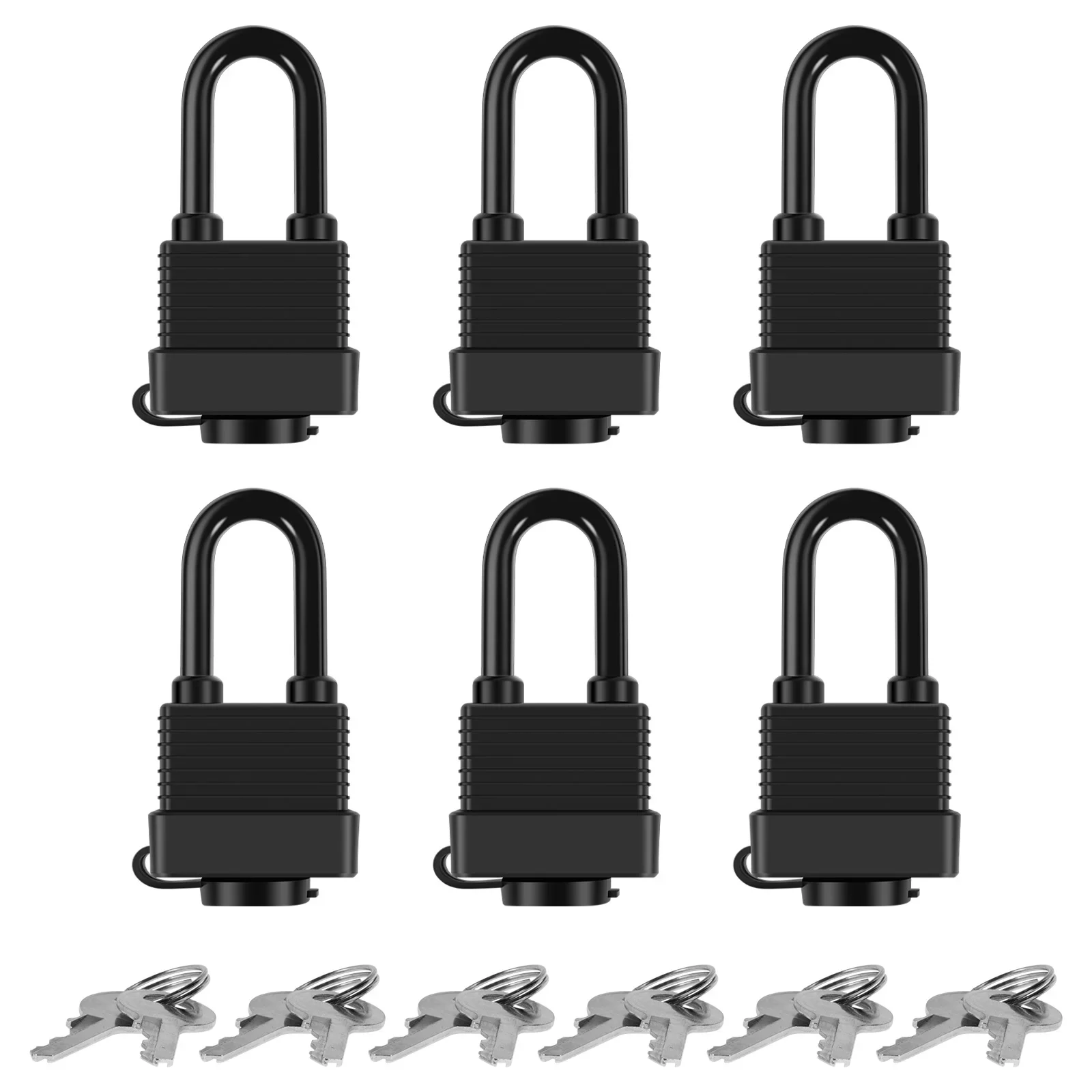 6Pcs Small Locks Mini Strong Steel Padlock Waterproof Heavy Duty Home Improvement Hardware Padlocks Include 12Keys