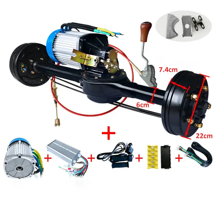High Power Rear Axle Motor Kit 60V 72V Electric Car Tricycle 1500W-3000W  Rear Differential Axle Hub Motor