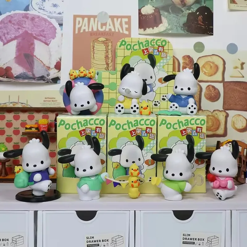 

Sanrio Pochacco Go To School, мультяшная аниме-фигурка, модель куклы, украшение, фигурки героев, хобби, детские игрушки, Рождественский подарок