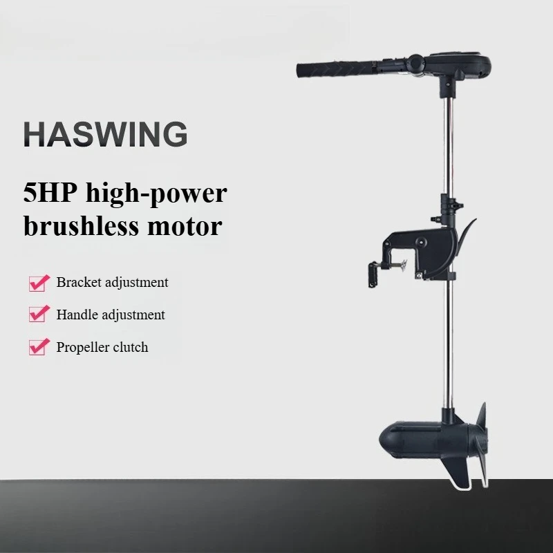 HASWING 24V 5HP High-Power Luxury Electric Outboard Motor 160lbs Electric Propeller for Boats