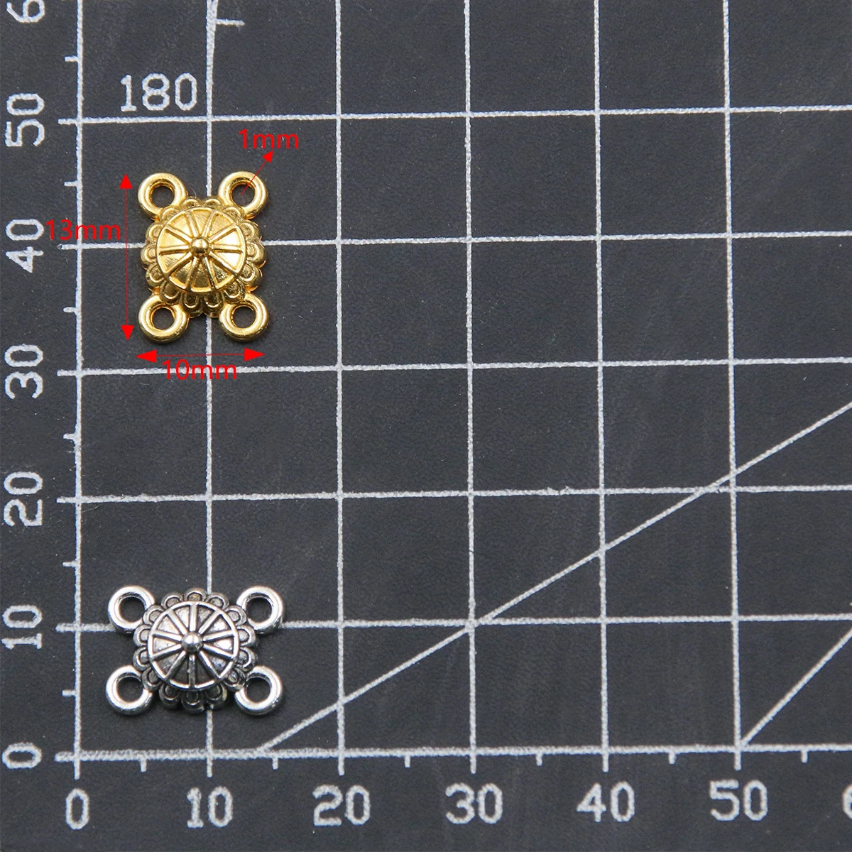 40PCS 10x13mm 2 Color Metal Alloy Geometric Shape Pendant Round Porous connector Charms For Jewelry Making DIY Handmade Craft