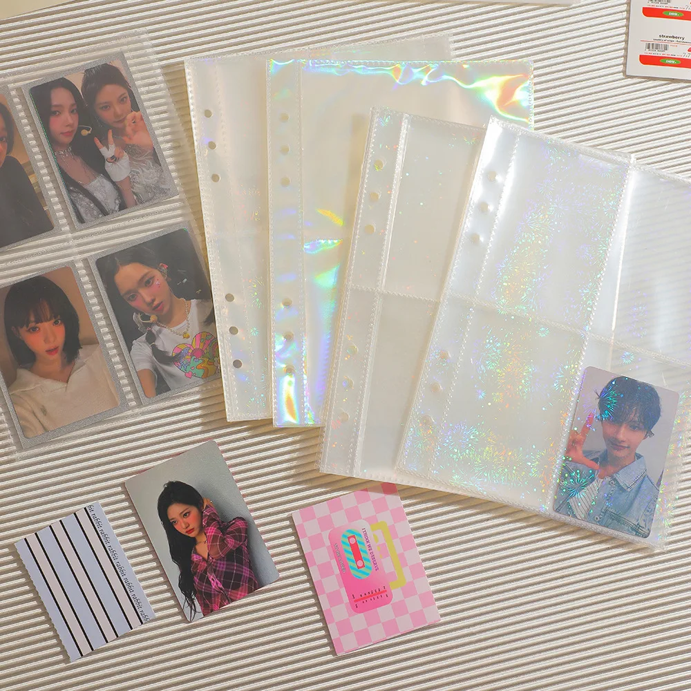 10pcs Laser Star 3/5inch Photo Album Inner Sleeves Kawaii A5 Binder Refill Pockets Sleeves Toploader Photocards Notebook Diary