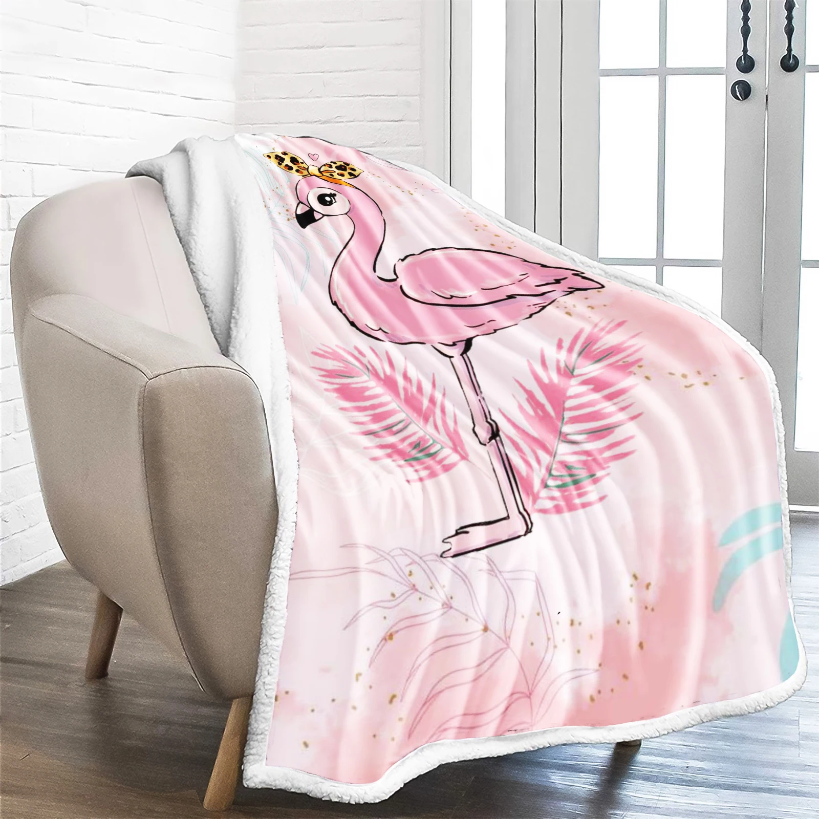 Phoenicopteridae Anime Blanket Kawaii Furry Blankets And Throws Blankets For Winter Custom Bed  Microfiber Fabric Home